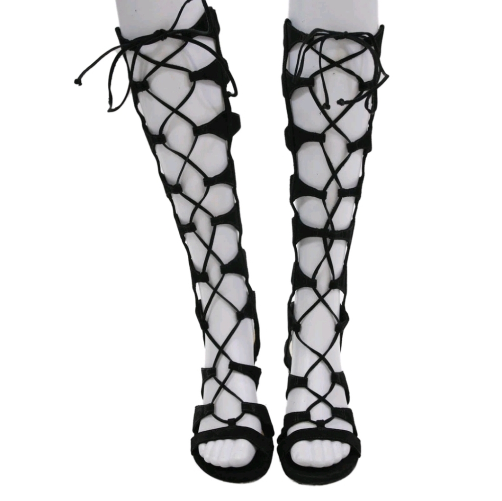 Tall Lace Up Suede Gladiator Sandals